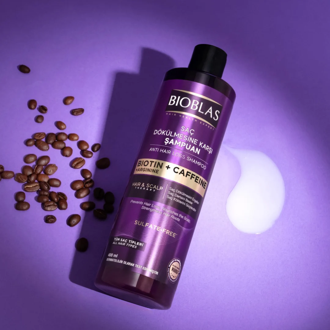 Saç dökülmesine karşı kafein desteği! ☕✨ Biotin + Kafein + Arginine içeren Bioblas Saç Dökülmesine Karşı Şampuan, saç köklerini besler, dökülmeyi önlemeye yardımcı olur ve daha güçlü saçlara kavuşmanı sağlar.